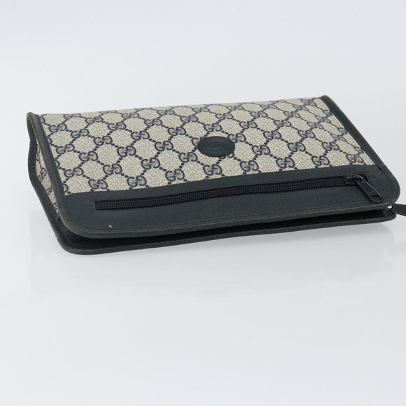 GUCCI GG Supreme Clutch Bag PVC Navy 111 01 037 Auth 143212