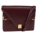 CARTIER Must Line Shoulder Bag Leather Bordeaux Gold Auth 143214-1