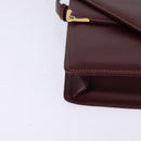 CARTIER Must Line Shoulder Bag Leather Bordeaux Gold Auth 143214-10