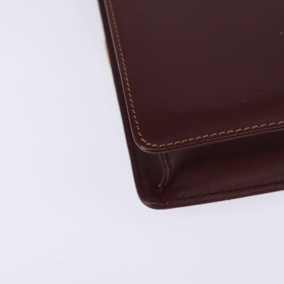 CARTIER Must Line Shoulder Bag Leather Bordeaux Gold Auth 143214