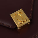 CARTIER Must Line Shoulder Bag Leather Bordeaux Gold Auth 143214-14