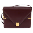 CARTIER Must Line Shoulder Bag Leather Bordeaux Gold Auth 143214-2