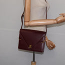 CARTIER Must Line Shoulder Bag Leather Bordeaux Gold Auth 143214-22