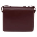 CARTIER Must Line Shoulder Bag Leather Bordeaux Gold Auth 143214-3