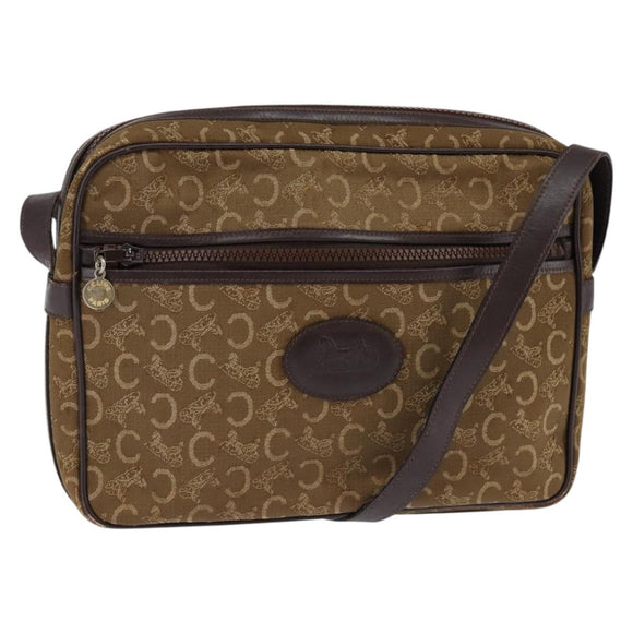 CELINE C Sulky Shoulder Bag Canvas Brown Gold Auth 143216