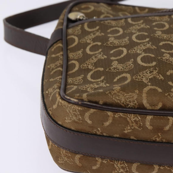 CELINE C Sulky Shoulder Bag Canvas Brown Gold Auth 143216