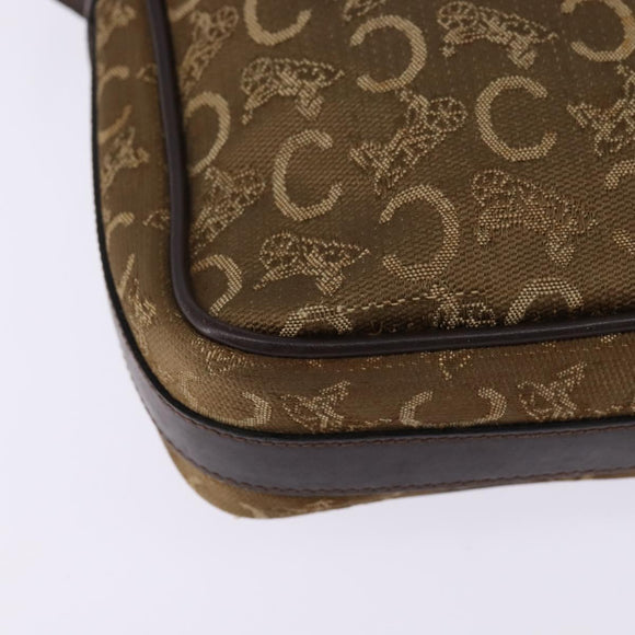 CELINE C Sulky Shoulder Bag Canvas Brown Gold Auth 143216