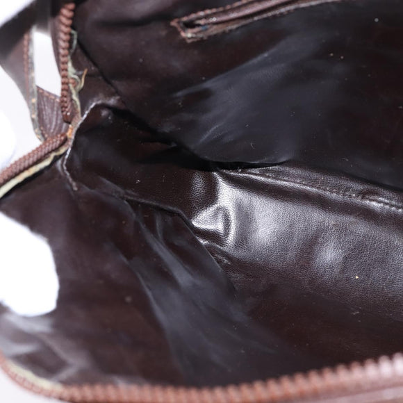 CELINE C Sulky Shoulder Bag Canvas Brown Gold Auth 143216