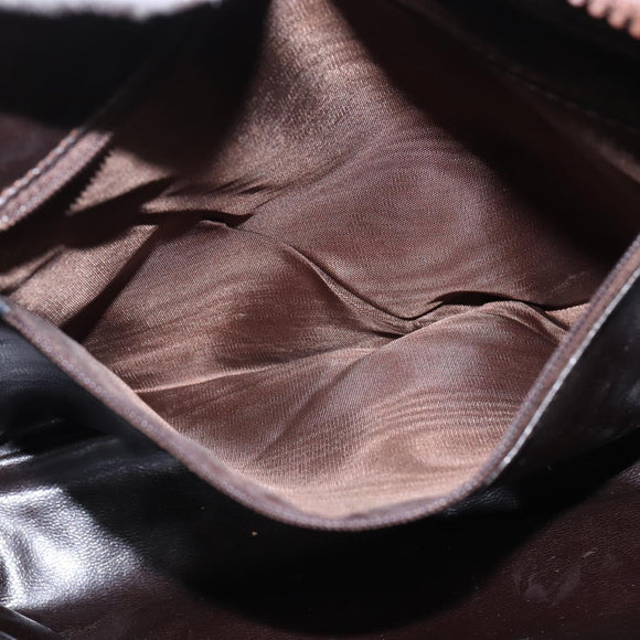 CELINE C Sulky Shoulder Bag Canvas Brown Gold Auth 143216