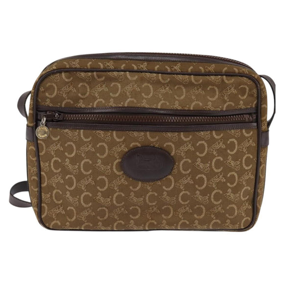 CELINE C Sulky Shoulder Bag Canvas Brown Gold Auth 143216