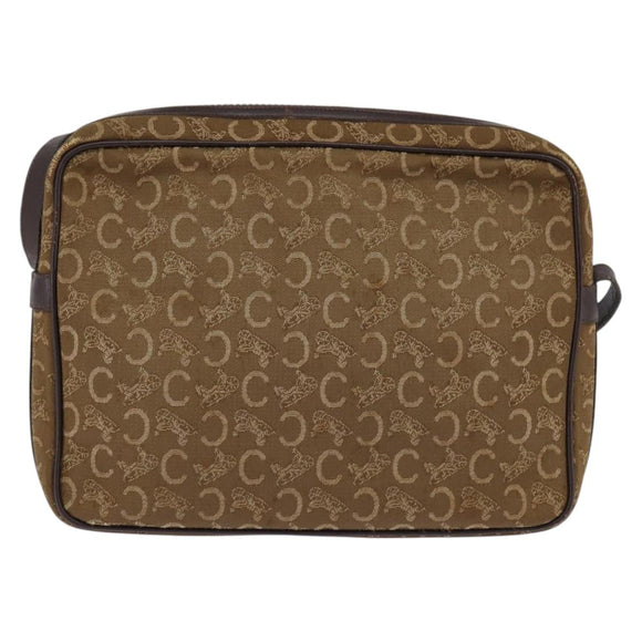 CELINE C Sulky Shoulder Bag Canvas Brown Gold Auth 143216