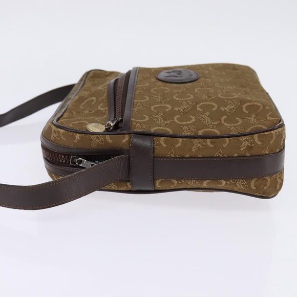 CELINE C Sulky Shoulder Bag Canvas Brown Gold Auth 143216