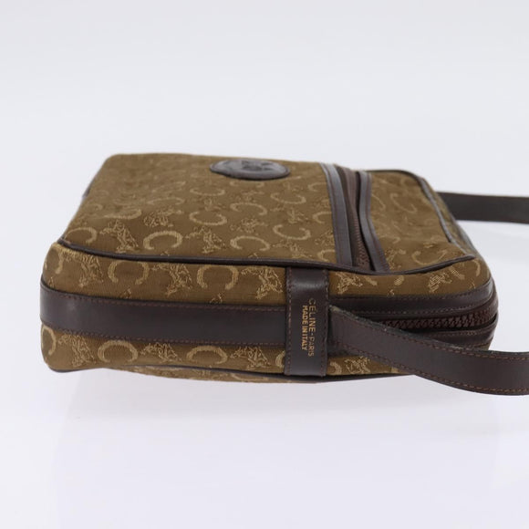 CELINE C Sulky Shoulder Bag Canvas Brown Gold Auth 143216