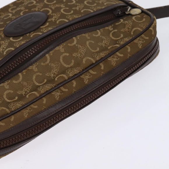 CELINE C Sulky Shoulder Bag Canvas Brown Gold Auth 143216