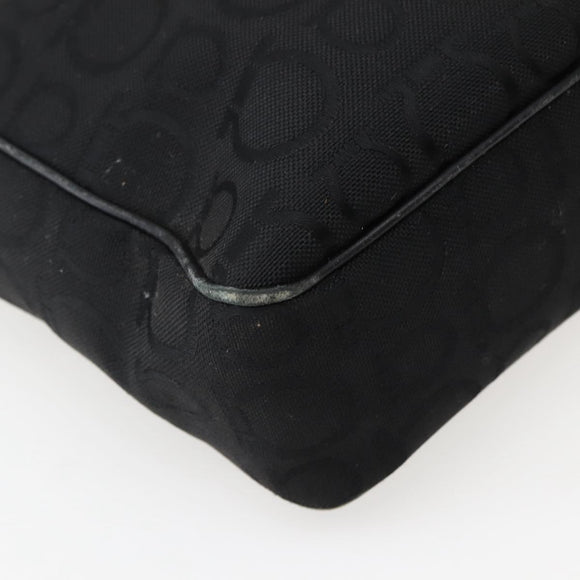 Salvatore Ferragamo Gancini Tote Bag Canvas Leather Black Silver Auth 143217