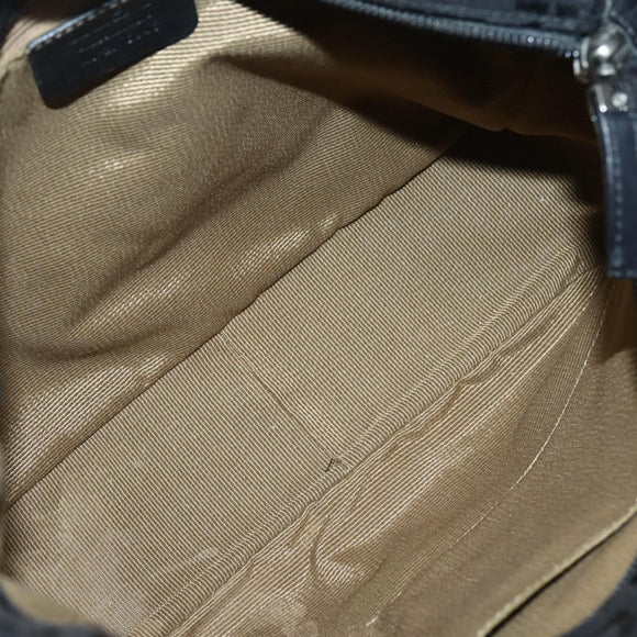 Salvatore Ferragamo Gancini Tote Bag Canvas Leather Black Silver Auth 143217