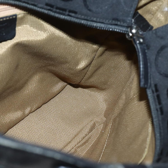 Salvatore Ferragamo Gancini Tote Bag Canvas Leather Black Silver Auth 143217