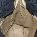 Salvatore Ferragamo Gancini Tote Bag Canvas Leather Black Silver Auth 143217-19