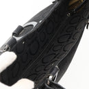 Salvatore Ferragamo Gancini Tote Bag Canvas Leather Black Silver Auth 143217-6