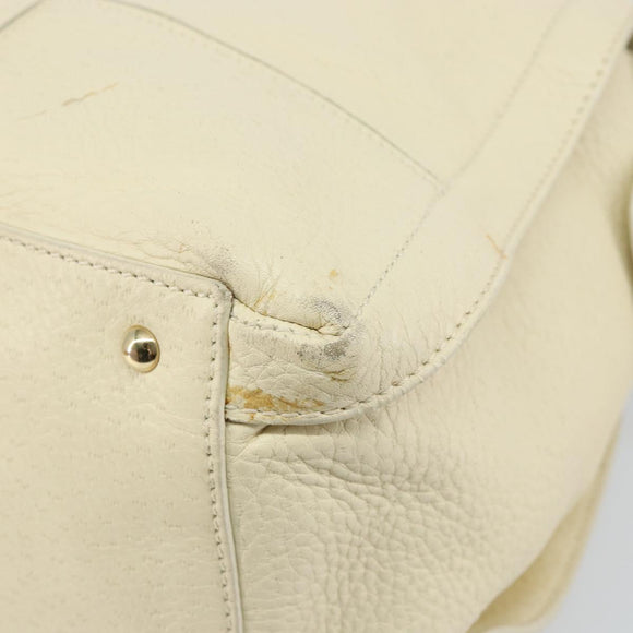 Salvatore Ferragamo Gancini Shoulder Bag Leather Gold Beige Auth 143218