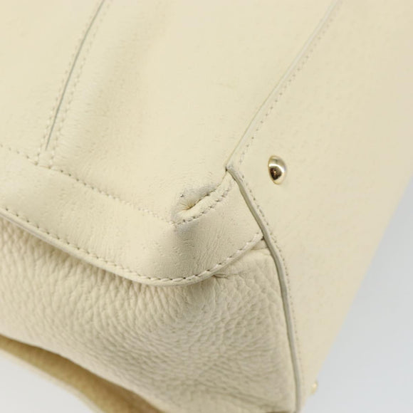 Salvatore Ferragamo Gancini Shoulder Bag Leather Gold Beige Auth 143218