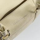 Salvatore Ferragamo Gancini Shoulder Bag Leather Gold Beige Auth 143218-17