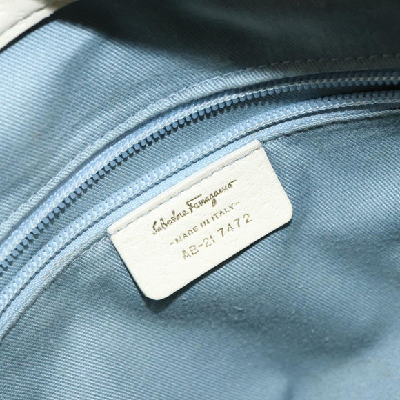 Salvatore Ferragamo Gancini Shoulder Bag Leather Gold Beige Auth 143218