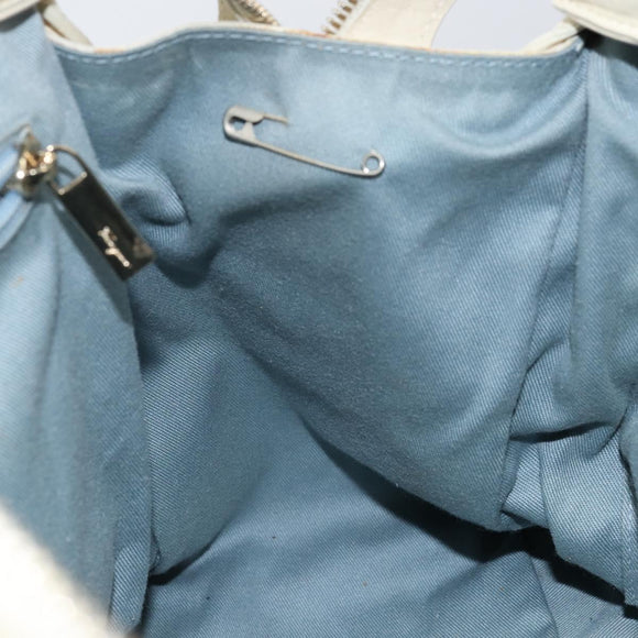 Salvatore Ferragamo Gancini Shoulder Bag Leather Gold Beige Auth 143218