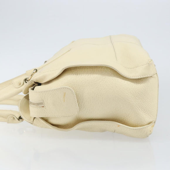 Salvatore Ferragamo Gancini Shoulder Bag Leather Gold Beige Auth 143218