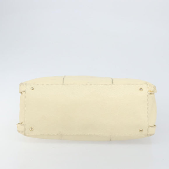 Salvatore Ferragamo Gancini Shoulder Bag Leather Gold Beige Auth 143218