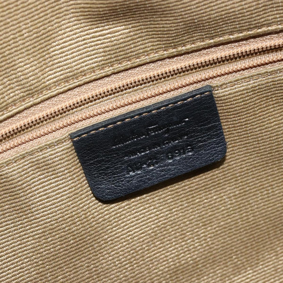 Salvatore Ferragamo Gancini Shoulder Bag Canvas Black Silver Auth 143219