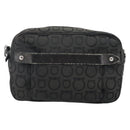 Salvatore Ferragamo Gancini Shoulder Bag Canvas Black Silver Auth 143219-13