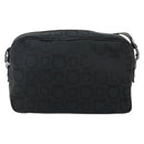 Salvatore Ferragamo Gancini Shoulder Bag Canvas Black Silver Auth 143219-2