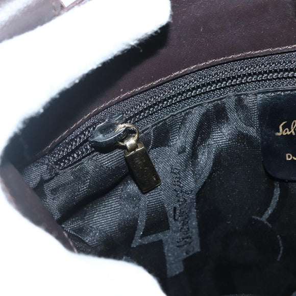 Salvatore Ferragamo Tote Bag Canvas Brown Gold Auth 143220