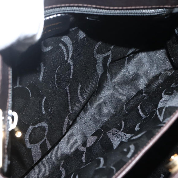 Salvatore Ferragamo Tote Bag Canvas Brown Gold Auth 143220