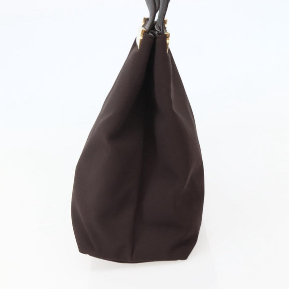 Salvatore Ferragamo Tote Bag Canvas Brown Gold Auth 143220