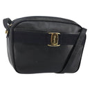 Salvatore Ferragamo Vala Shoulder Bag Leather Navy Gold Auth 143221-1