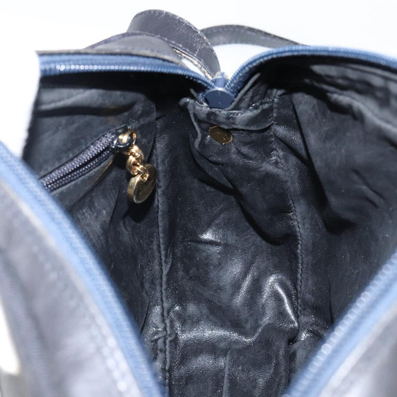 Salvatore Ferragamo Vala Shoulder Bag Leather Navy Gold Auth 143221