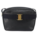 Salvatore Ferragamo Vala Shoulder Bag Leather Navy Gold Auth 143221-2