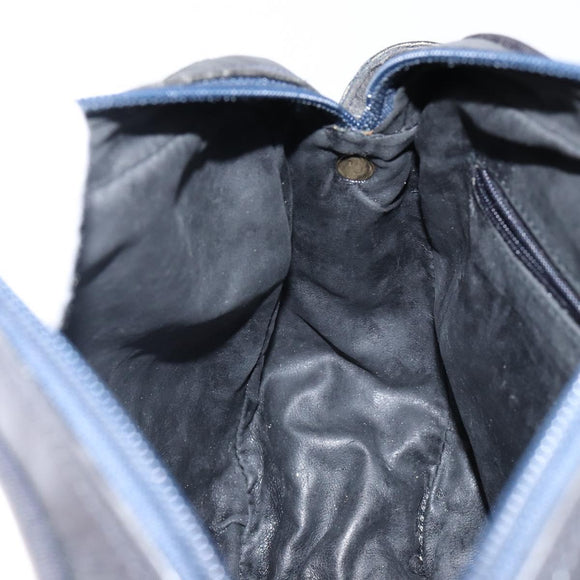 Salvatore Ferragamo Vala Shoulder Bag Leather Navy Gold Auth 143221