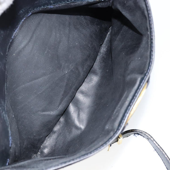 Salvatore Ferragamo Vala Shoulder Bag Leather Navy Gold Auth 143221