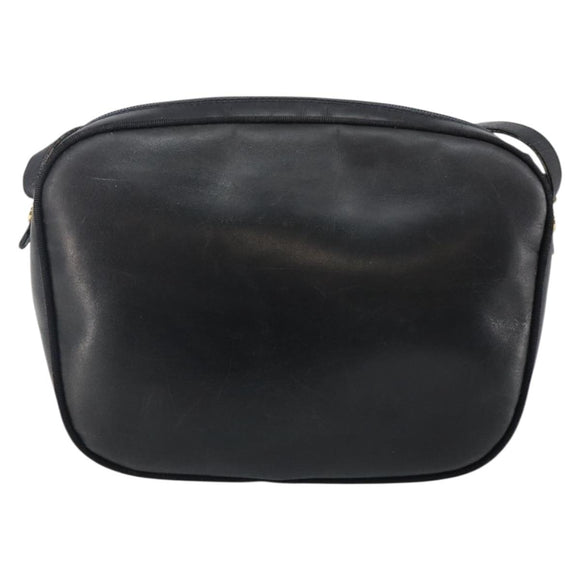 Salvatore Ferragamo Vala Shoulder Bag Leather Navy Gold Auth 143221