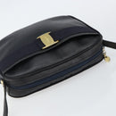 Salvatore Ferragamo Vala Shoulder Bag Leather Navy Gold Auth 143221-6