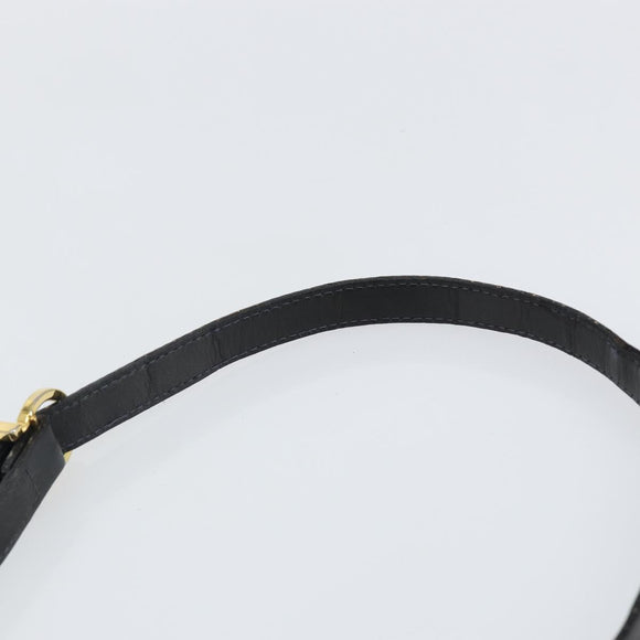 Salvatore Ferragamo Vala Shoulder Bag Leather Navy Gold Auth 143221