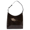 Salvatore Ferragamo Chain Vala Shoulder Bag Enamel Brown Silver Auth 143223-1