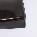 Salvatore Ferragamo Chain Vala Shoulder Bag Enamel Brown Silver Auth 143223-14