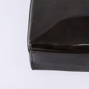 Salvatore Ferragamo Chain Vala Shoulder Bag Enamel Brown Silver Auth 143223-15