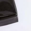 Salvatore Ferragamo Chain Vala Shoulder Bag Enamel Brown Silver Auth 143223-16