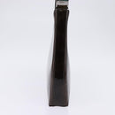 Salvatore Ferragamo Chain Vala Shoulder Bag Enamel Brown Silver Auth 143223-4