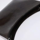 Salvatore Ferragamo Chain Vala Shoulder Bag Enamel Brown Silver Auth 143223-6